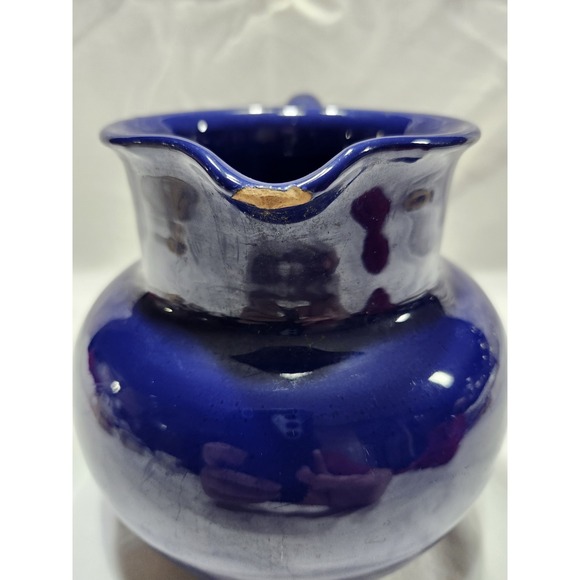 Vintage Stoneware Blue Glazed Pottery  Pitcher  5.5 Inches‎ Cottagecore Boho - Picture 5 of 10